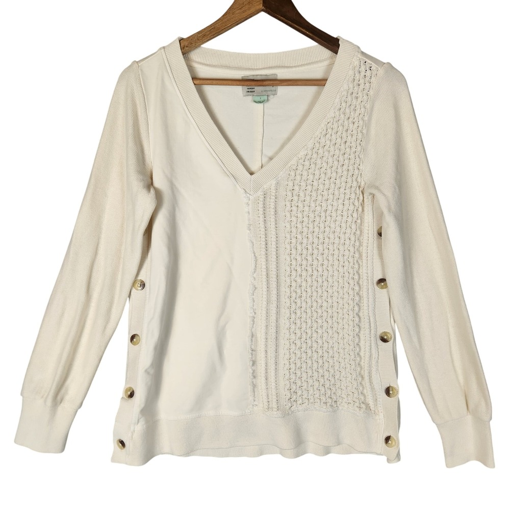 Anthropologie Saturday Sunday Sweater Small Ivory Arcana Cableknit Pullover